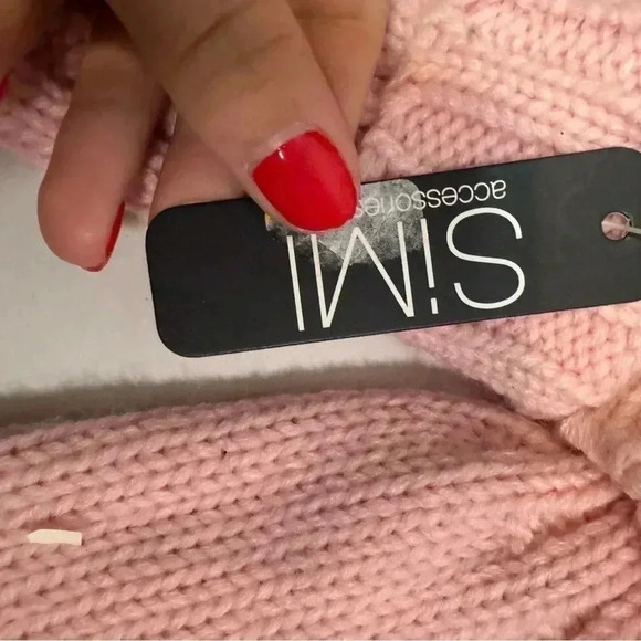 NWT SIMI BABY PINK CABLE KNIT GLOVES m - Picture 3 of 4